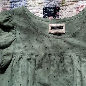 Sanctuary Anthropologie Cap Sleeved Sage Green Top